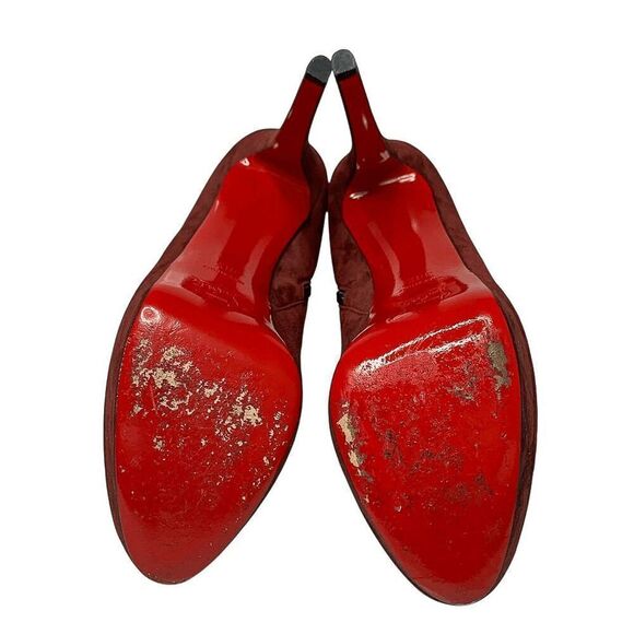 Christian Louboutin Bianca Bootie 120 EU 38.5 US 8.5 Burgundy Suede Platform - Picture 9 of 10